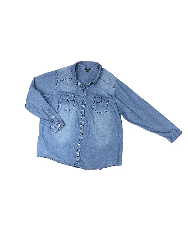 Top Long Sleeve By Torrid In Blue Denim, Size: 3x