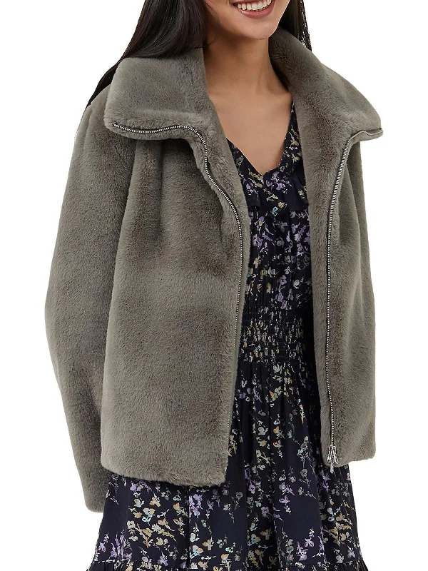 Womens Warm Casual Faux Fur Coat