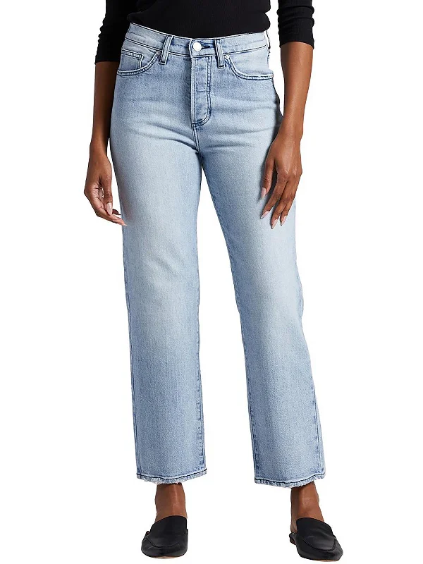 Rachel Womens High-Rise Loose Fit Straight Leg Jeans