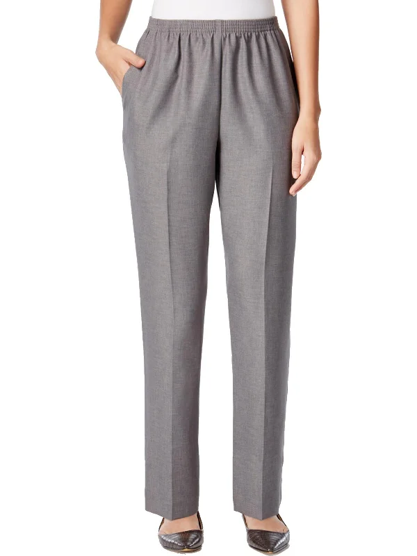 Womens Solid Pocketed Dress Pants