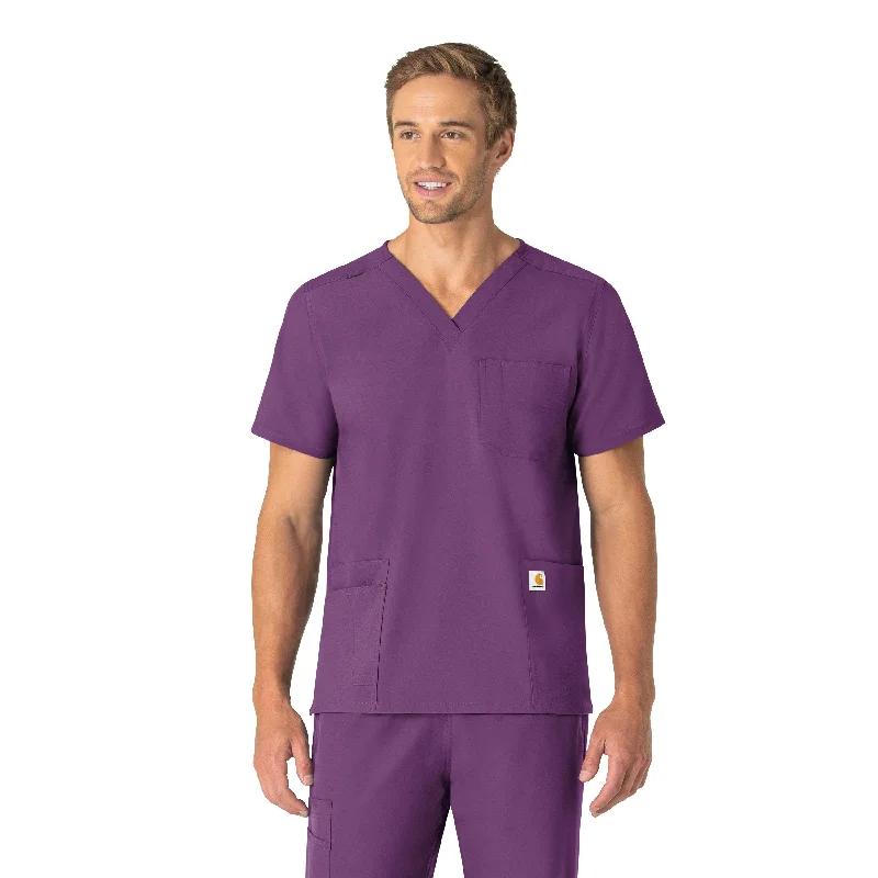 Carhartt Force Essentials Unisex V-Neck 6-Pocket Scrub Top - Eggplant