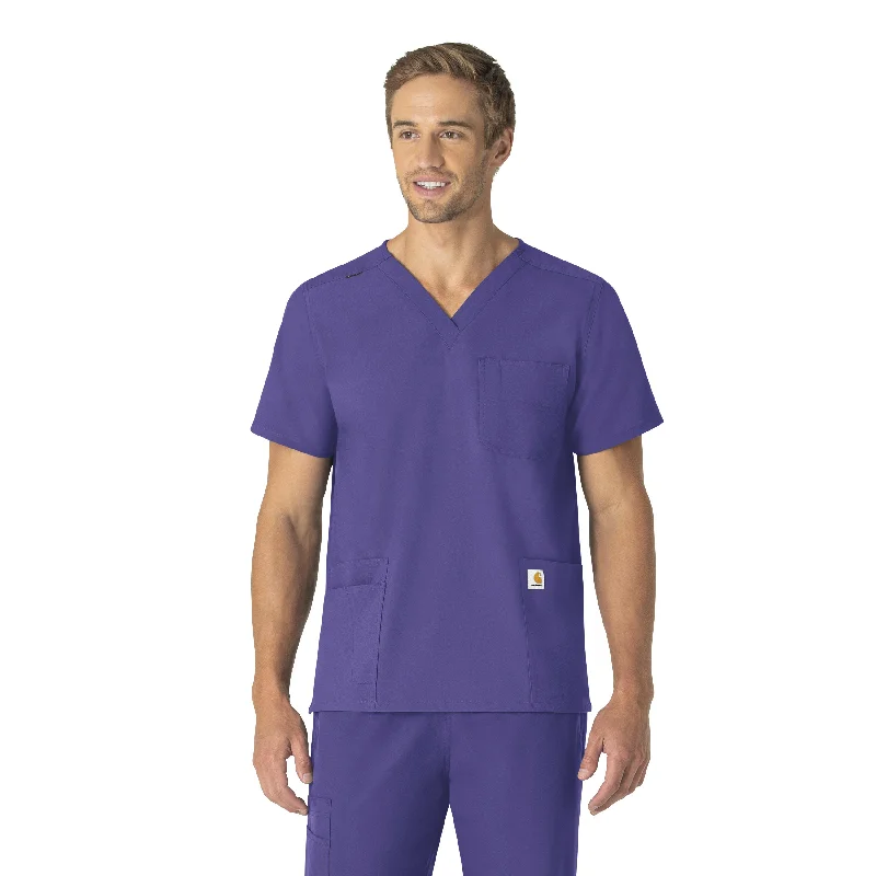 Carhartt Force Essentials Unisex V-Neck 6-Pocket Scrub Top - Grape