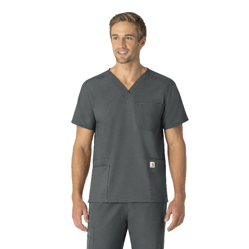 Carhartt Force Essentials Unisex V-Neck 6-Pocket Scrub Top - Pewter