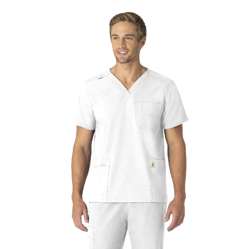 Carhartt Force Essentials Unisex V-Neck 6-Pocket Scrub Top - White