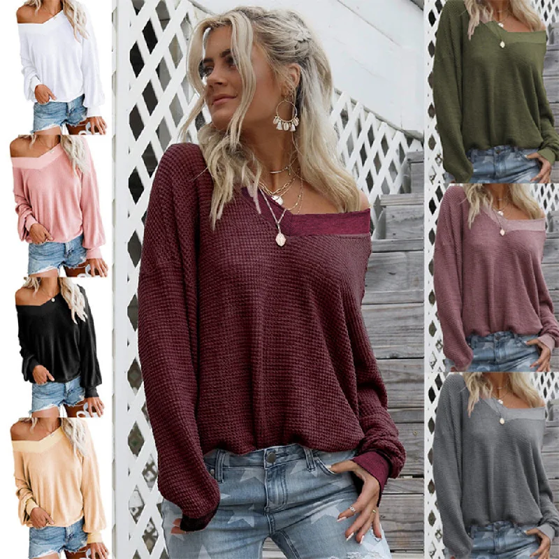 Knitwear Solid Color Pullover Loose T-Shirt