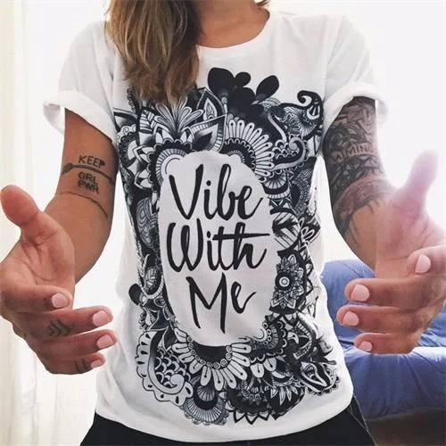 Vibe With Me Printed Boho Short Sleeve T-Shirt