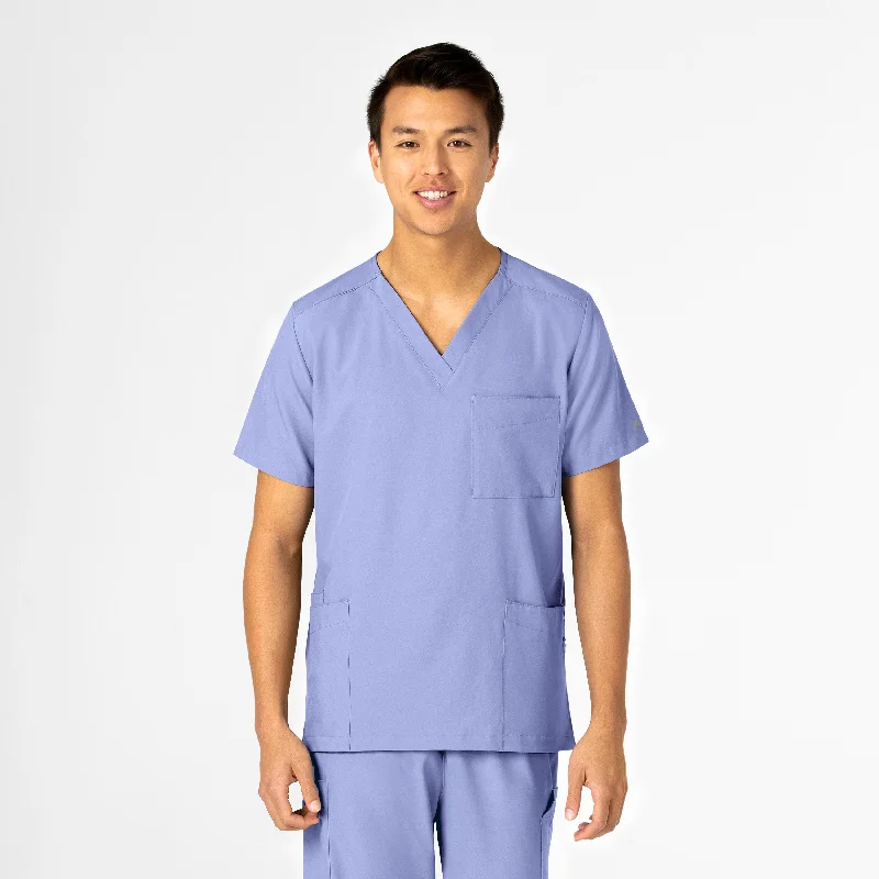 W123 Unisex 4 Pocket Utility Scrub Top - Ceil Blue