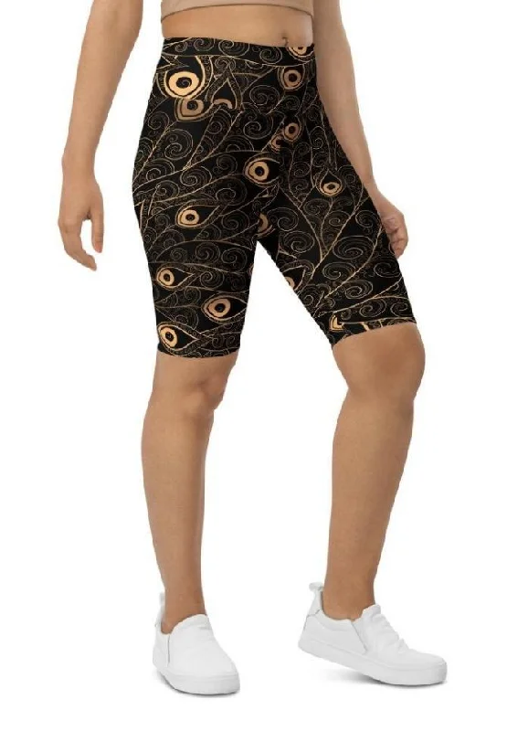 Golden Art Deco Pattern Biker Shorts